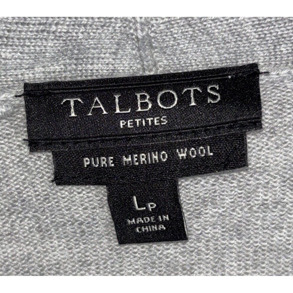 Talbots Petites Gray Pure Merino Wool Long Cardigan/Duster Sweater Large (LP) - Picture 4 of 15
